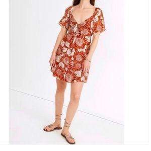 NWT Madewell silk tie-front mini dress